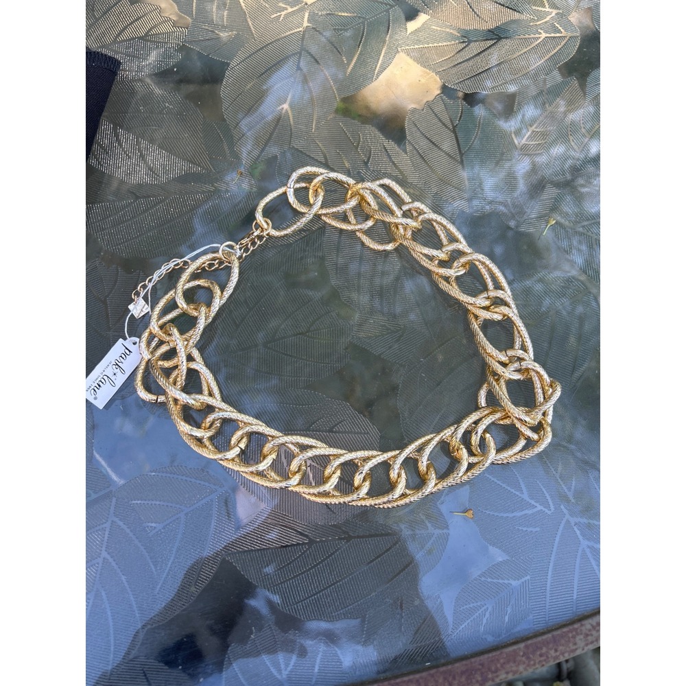NWT Park Lane Necklace OS Envy Gold Chunky Textured Link Statement Chain